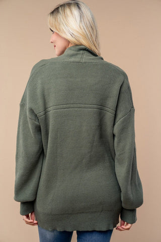 Austin Button Front Sweater Cardigan in Olive-4- Overlayer Tops-WHITE BIRCH-Styled by Stacked - A Plus Size Women's Boutique in Lakeville, MN