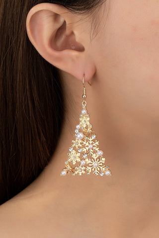 ***Snowflake Xmas Tree Earrings-12- Accessories & Gifts-LA ACCESSORIES-Styled by Stacked - A Plus Size Women's Boutique in Lakeville, MN