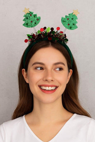 ***Double Xmas Tree Headband-12- Accessories & Gifts-LA ACCESSORIES-Styled by Stacked - A Plus Size Women's Boutique in Lakeville, MN