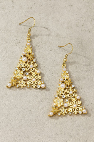 ***Snowflake Xmas Tree Earrings-12- Accessories & Gifts-LA ACCESSORIES-Styled by Stacked - A Plus Size Women's Boutique in Lakeville, MN