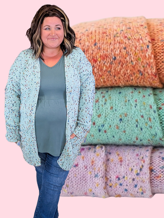Carly Confetti Open Cardigan w/Pockets (3 Colors)