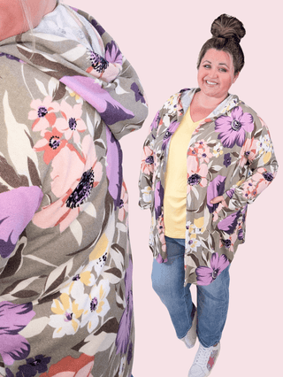 Shaylee Bold Floral Open Front Hooded Cardigan-4- Overlayer Tops-HEIMISH-Styled by Stacked - A Plus Size Women's Boutique in Lakeville, MN