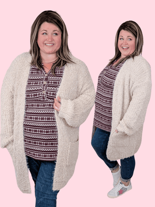 Nina Mohair Inspired Cardigan Sweater in Taupe-4- Overlayer Tops-WHITE BIRCH-Styled by Stacked - A Plus Size Women's Boutique in Lakeville, MN