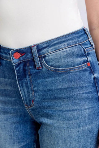 Judy Blue Plaid Cuff Boyfriend Jeans-9- Bottoms Denim-Judy Blue-Styled by Stacked - A Plus Size Women's Boutique in Lakeville, MN