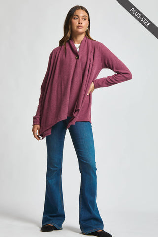 Winifred Wrap Top w/ Button Front-2- Long Sleeve Tops-Dear Scarlett-Styled by Stacked - A Plus Size Women's Boutique in Lakeville, MN