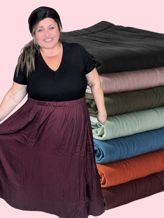 Gia Everyday Midi Skirt w/Pockets + Side Slit (7 colors)