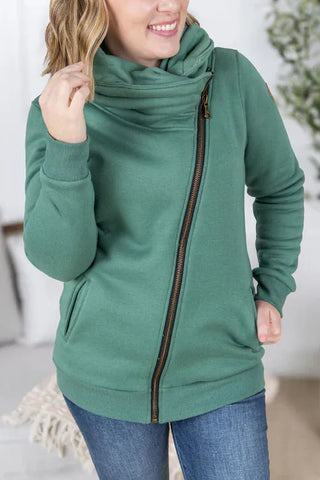 PHC Adria Asymmetrical Zip Outerwear Sweatshirt in Solids (4 Colors)-2- Long Sleeve Tops-MICHELLE MAE-Styled by Stacked - A Plus Size Women's Boutique in Lakeville, MN