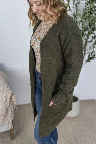 Kensington Cozy Sweater Cardigan w/Pockets in Dark Solids-4- Overlayer Tops-MICHELLE MAE-Styled by Stacked - A Plus Size Women's Boutique in Lakeville, MN
