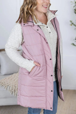 Remington Longline Quilted Non-Puff Vest (9 Colors)-4- Overlayer Tops-MICHELLE MAE-Styled by Stacked - A Plus Size Women's Boutique in Lakeville, MN