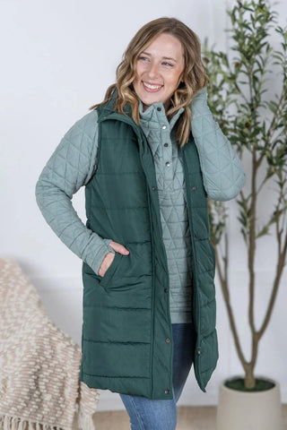 Remington Longline Quilted Non-Puff Vest (9 Colors)-4- Overlayer Tops-MICHELLE MAE-Styled by Stacked - A Plus Size Women's Boutique in Lakeville, MN