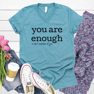 You Are Enough V-Neck Tees (5 colors!)-6- Graphic Tops-Stacked - A Plus Size Boutique-Styled by Stacked - A Plus Size Women's Boutique in Lakeville, MN