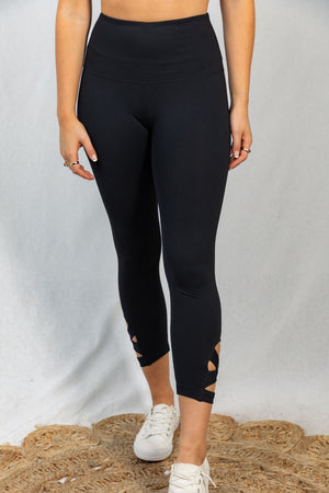 Meredith Black Crop Leggings w/Ballet Straps