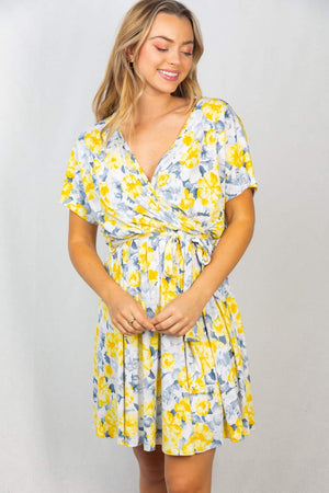 I've Got Sunshine Yellow Floral Dress