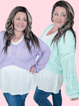 4- Overlayer Tops Birdie Spring Sweater Cropped Cardi plus size clothing