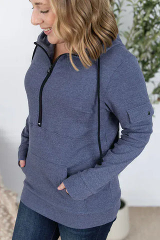 PHC- Triple Stretch Cargo Pocket Accent Halfzip (5 Colors)-3- Hooded Tops-MICHELLE MAE-Styled by Stacked - A Plus Size Women's Boutique in Lakeville, MN