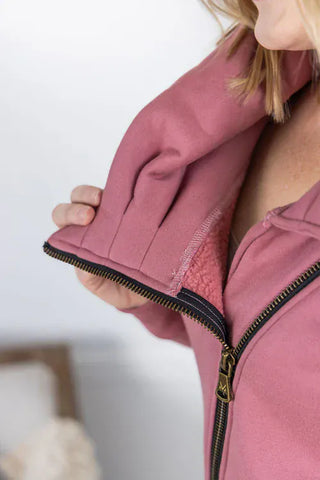 PHC Adria Asymmetrical Zip Outerwear Sweatshirt in Solids (4 Colors)-2- Long Sleeve Tops-MICHELLE MAE-Styled by Stacked - A Plus Size Women's Boutique in Lakeville, MN