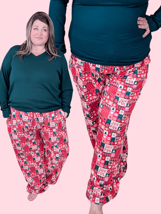Allegra Blocked Holiday Print Lounge PJ Pants-8- Legging/Lounge/Bralette-MICHELLE MAE-Styled by Stacked - A Plus Size Women's Boutique in Lakeville, MN