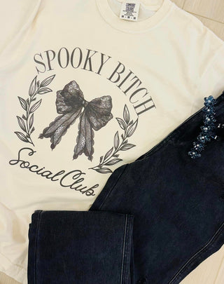 SALE- Spooky B Social Club Tee on Cream-6- Graphic Tops-inked up apparel-Styled by Stacked - A Plus Size Women's Boutique in Lakeville, MN