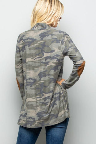 Thea Open Cardigan w/Elbow Patches in Camo-4- Overlayer Tops-HEIMISH-Styled by Stacked - A Plus Size Women's Boutique in Lakeville, MN