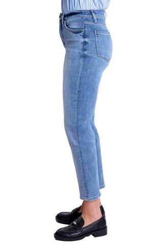 RFM High Rise Tummy Control Straight Leg in Sanded Medium-9- Bottoms Denim-RFM-Styled by Stacked - A Plus Size Women's Boutique in Lakeville, MN