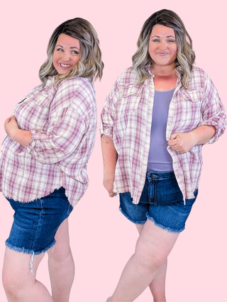 Sophia Flannel w/Fringe Bottom in Pinky Plum
