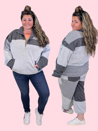 Jovie Halfzip Pullover in Colorblock Gray