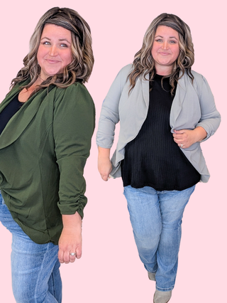 Marta 3/4 Sleeve Open Front Stretch Blazer (3 Colors)
