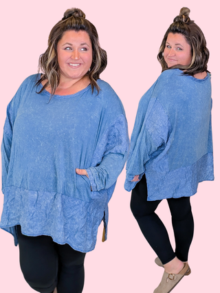 Elizabeth Slouchy Top in Mineral Wash Blue