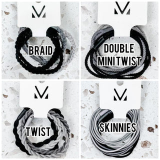 12- Accessories & Gifts 5 PC Hair Tie Sets- Black/Gray plus size clothing