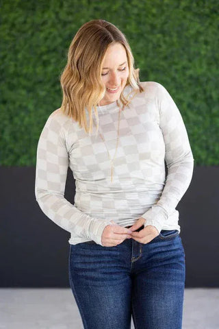 Blair Mockneck Long Sleeve w/Thumbholes in Prints (Non-Florals)-2- Long Sleeve Tops-MICHELLE MAE-Styled by Stacked - A Plus Size Women's Boutique in Lakeville, MN