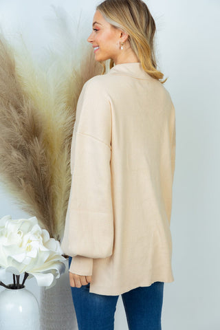 Naomi Ribbed Slouchy Sweater w/Collar in Oatmeal-2- Long Sleeve Tops-WHITE BIRCH-Styled by Stacked - A Plus Size Women's Boutique in Lakeville, MN