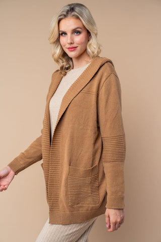 Tobi Sweater Cardigan w/Hood in Camel-4- Overlayer Tops-WHITE BIRCH-Styled by Stacked - A Plus Size Women's Boutique in Lakeville, MN