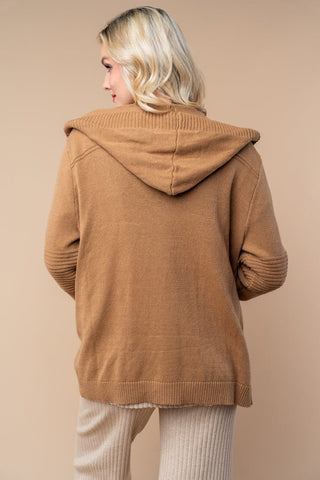 Tobi Sweater Cardigan w/Hood in Camel-4- Overlayer Tops-WHITE BIRCH-Styled by Stacked - A Plus Size Women's Boutique in Lakeville, MN