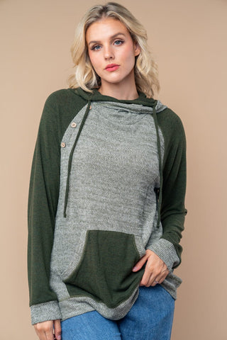 Miranda Heathered Pullover w/Double Hood (2 Colors)-3- Hooded Tops-WHITE BIRCH-Styled by Stacked - A Plus Size Women's Boutique in Lakeville, MN