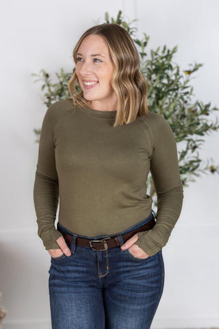 Blair Mockneck Long Sleeve with Thumbholes in Solids (5 Colors)-2- Long Sleeve Tops-MICHELLE MAE-Styled by Stacked - A Plus Size Women's Boutique in Lakeville, MN