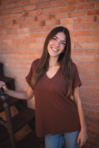 Pocketful of Perfect Vneck Tee w/Dolman Sleeve (11 colors)-1- ShortSlv/Slvless Tops-MICHELLE MAE-Styled by Stacked - A Plus Size Women's Boutique in Lakeville, MN