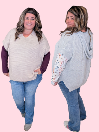 Marcie Textured Knit Short Sleeve Hooded Top (2 Colors)