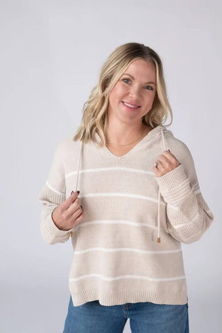 Weslie Vneck Cozy Striped Hooded Sweater (3 Colors)
