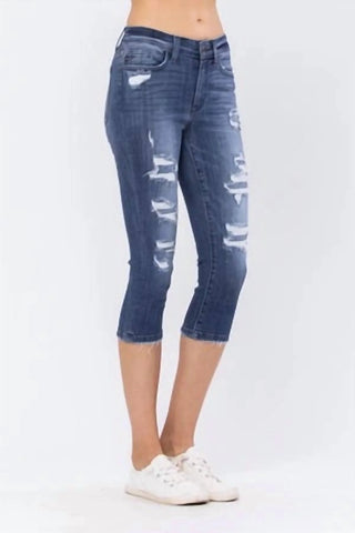 Judy Blue Patched Distressed Capri