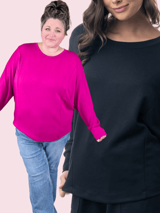 Anya Scoopneck Boxy Pullover in Scuba Solids-2- Long Sleeve Tops-WHITE BIRCH-Styled by Stacked - A Plus Size Women's Boutique in Lakeville, MN
