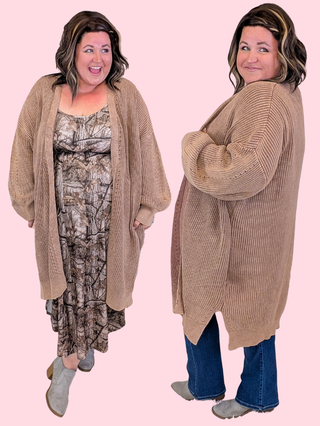 Shayla Slouchy Sweater Cardigan in Toffee Brown