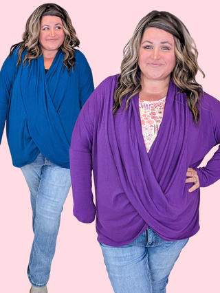Hughes Soft Drape Wrap-Look Top (2 Colors)