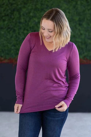 Larissa Premium Vneck Long Sleeve in Solids (11 COLORS!)-2- Long Sleeve Tops-MICHELLE MAE-Styled by Stacked - A Plus Size Women's Boutique in Lakeville, MN