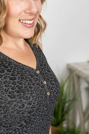 RIBBED BUTTONFRONT HENLEY TANK- PRINTS tank Michelle Mae 