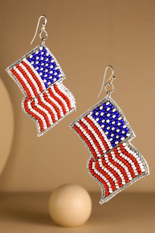 American Flag Seed Bead Earrings-12- Accessories & Gifts-Urbanista-Styled by Stacked - A Plus Size Women's Boutique in Lakeville, MN