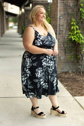 Karli Luxe Floral Midi Dress w/Adjustable Straps (4 colors)-11- Dress/Romp/Jump-MICHELLE MAE-Styled by Stacked - A Plus Size Women's Boutique in Lakeville, MN