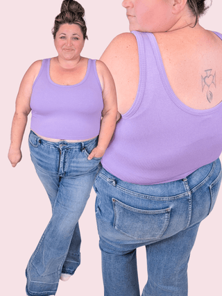 Angela Ribbed Brami Tank w/Removable Pads in Grape Purple-8- Legging/Lounge/Bralette-WHITE BIRCH-Styled by Stacked - A Plus Size Women's Boutique in Lakeville, MN