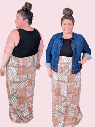 Stacy Black Top Maxi Dress w/Paisley Patchwork Bottom-11- Dress/Romp/Jump-HAPTICS-Styled by Stacked - A Plus Size Women's Boutique in Lakeville, MN