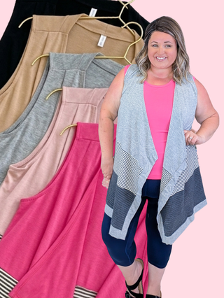 Aislinn Vest Cardigan in Stripes + Colorblock (5 Colors)