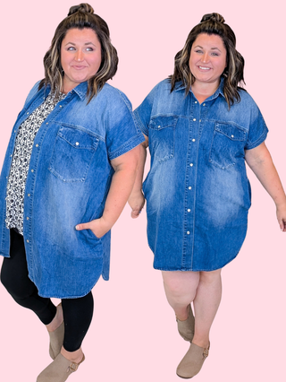 Angelique Denim Shirt Dress/Tunic w/Pockets